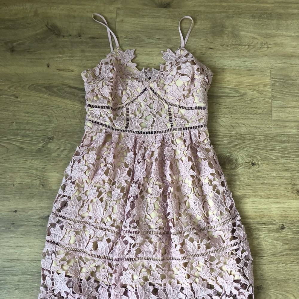 NWT akira chicago black label Light Pink Nude Lace Dress Size Medium formal dres